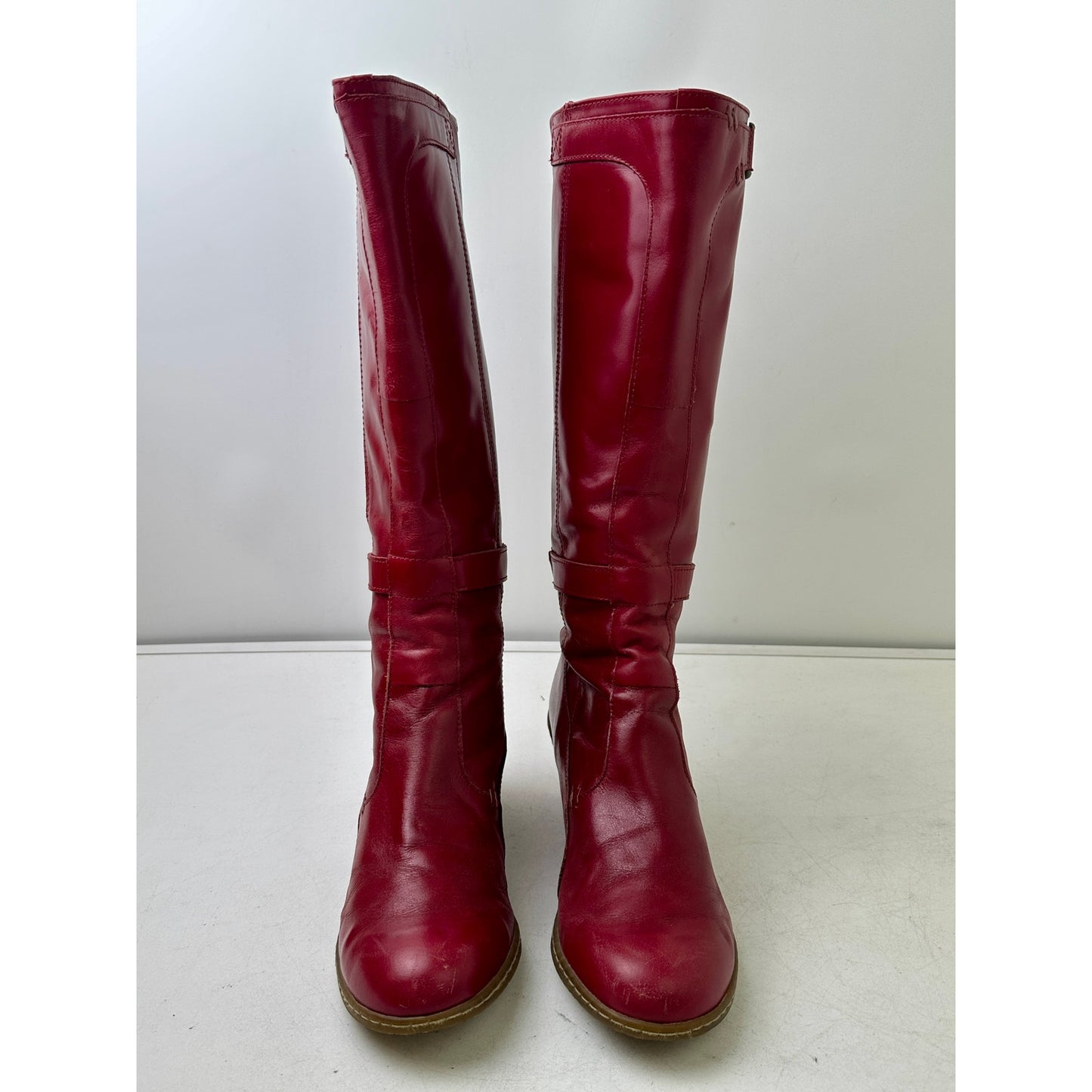 Vintage Dr. Martens Jenna Hi Red Leather Knee-High Boots Women's Sz 9