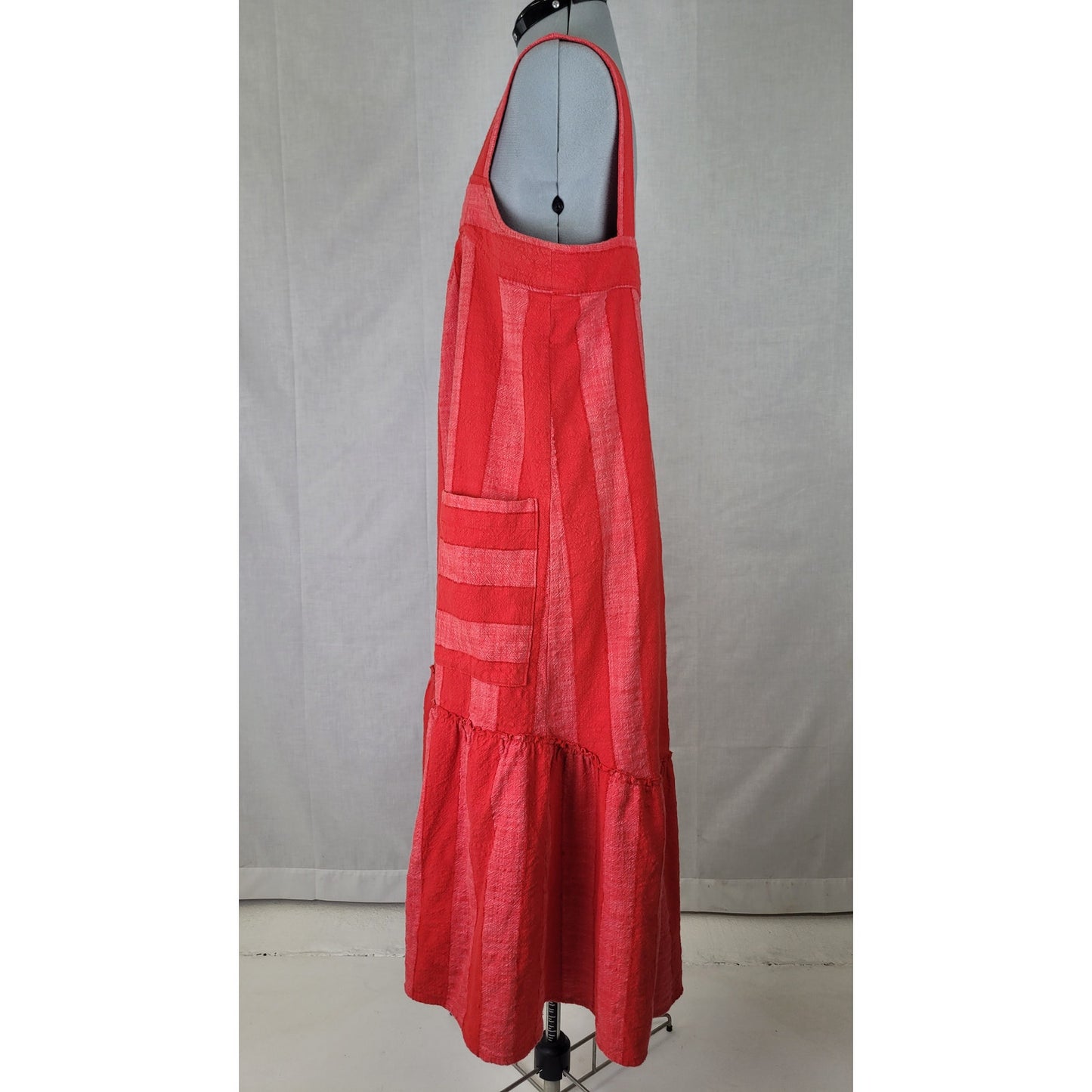 Anthropologie Maeve Tonal Striped Sleeveless Midi Dress Red Palette Sz M