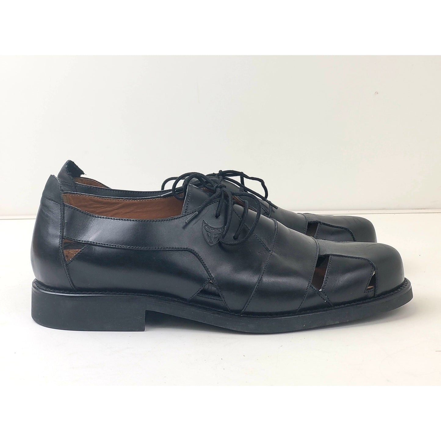 Toschi Luxury Black Leather Open Cutout Shoes Made in Italy Sz 9.5