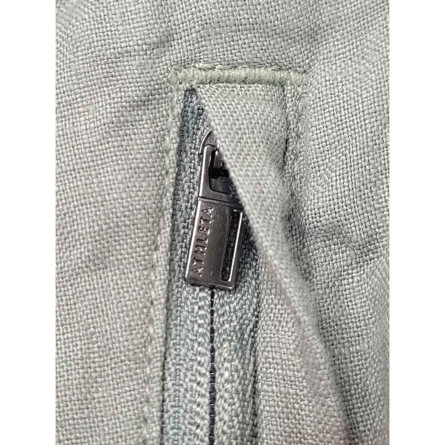Athleta Sage Green 100% Linen Wide Leg Pants Women's Sz M