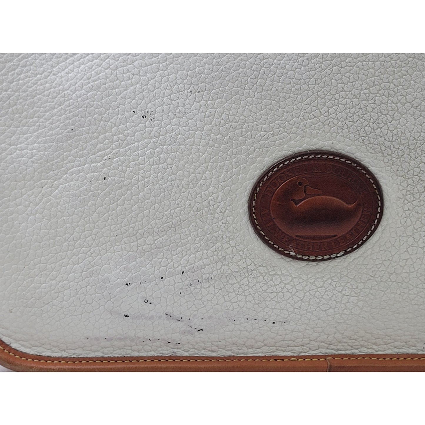 Vintage Dooney & Bourke Equestrian Crossbody Bag Pebbled White Brown Leather