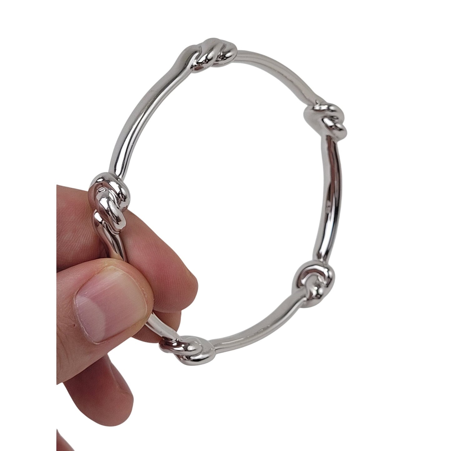 14K White Gold Plate ITAOR Resin Bangle with Knot Detail Made in Italy