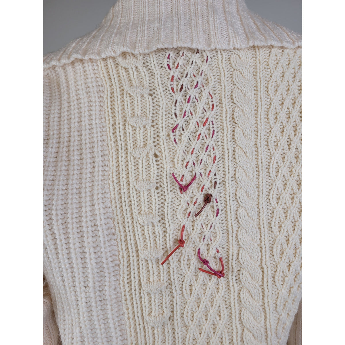 Anthropologie Rosie Neira Cream Cable Knit Cardigan Sweater Women's Sz XL NWT