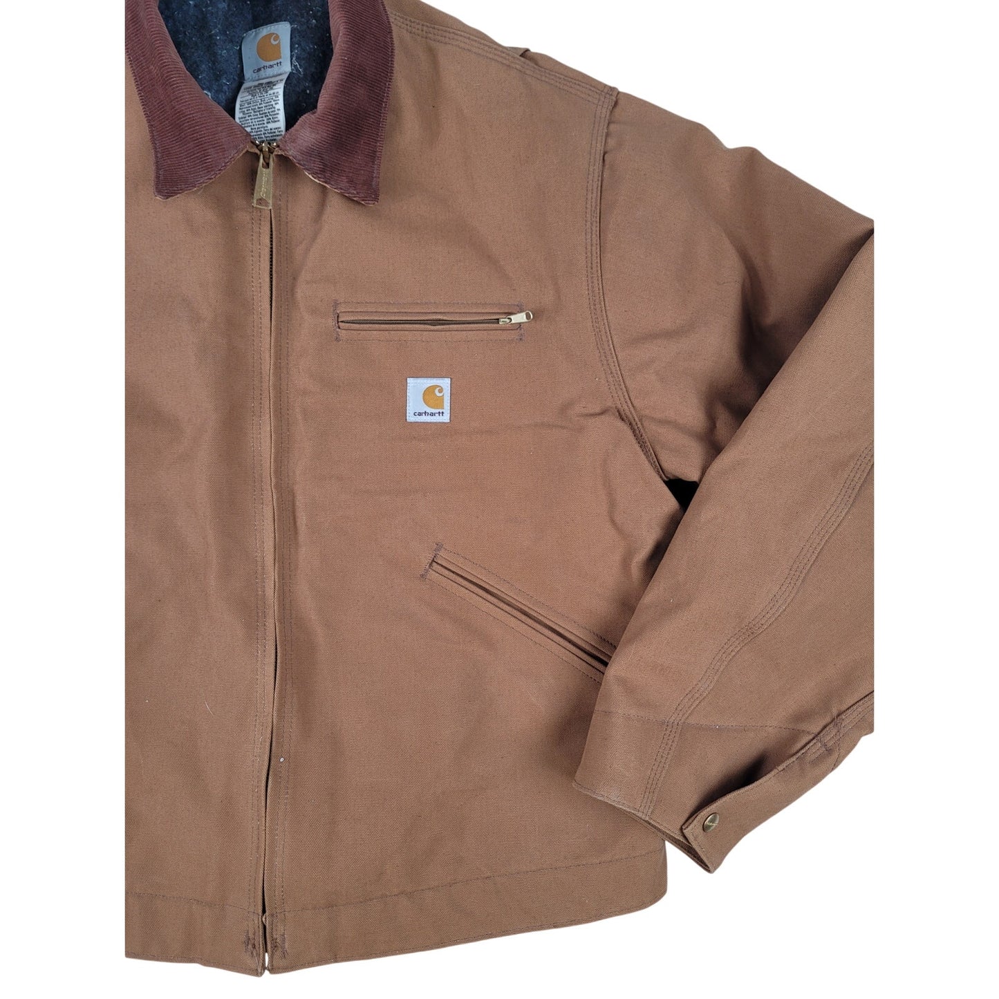 Vintage Carhartt J01 BRN Blanked Lined Detroit Jacket Men's Size 46 (XL) EUC