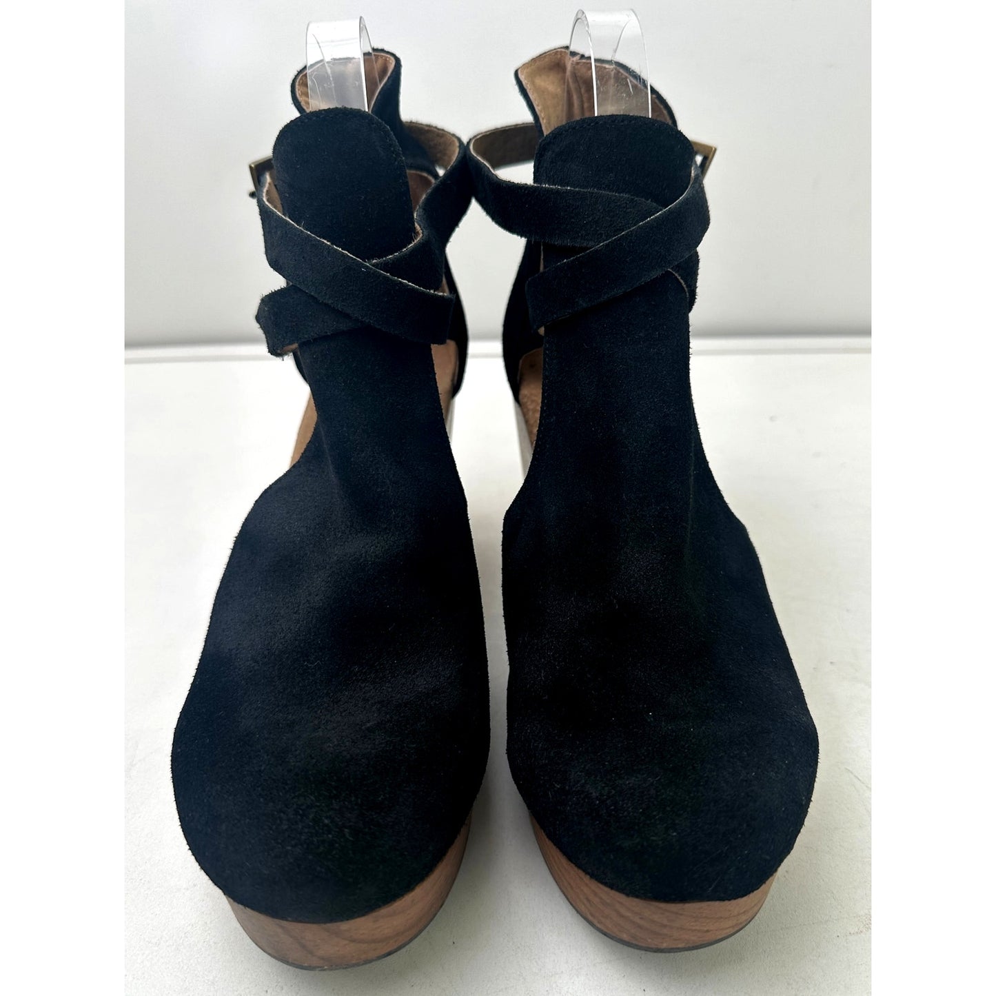 Free People Black Suede Cedar Platform Wood Clogs Women's Sz 39