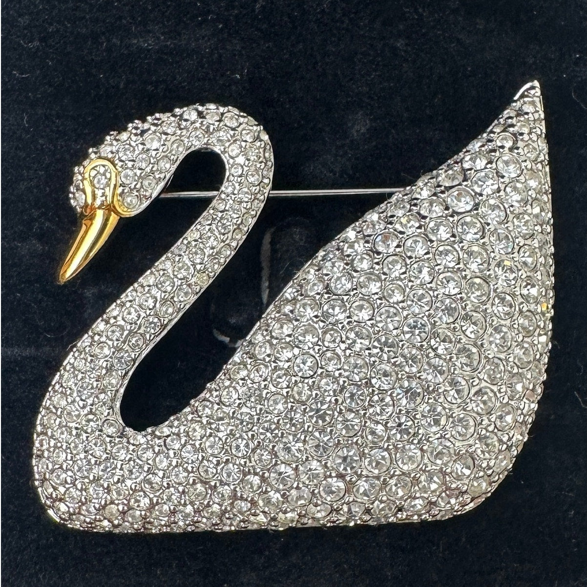 Vintage Swarovski Centenary Pavé Crystal Swan Brooch Pin