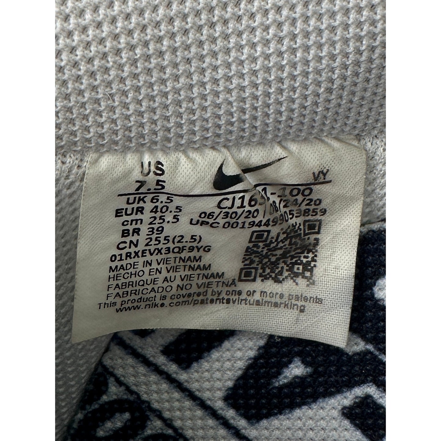 Nike Air Force 1 '07 Premium "1-800 Toll Free" White/Grey/Sail Sneakers Men's Sz 7.5