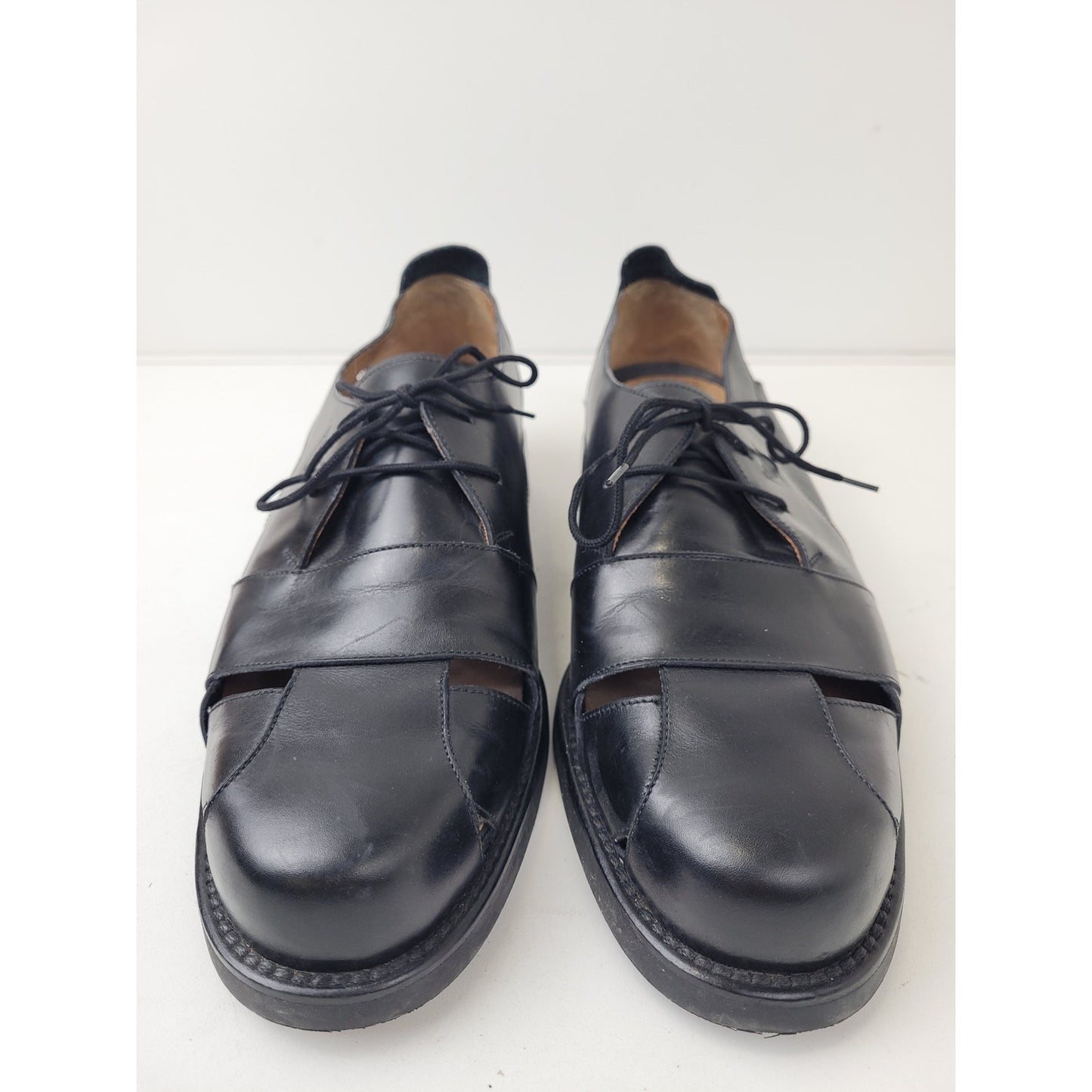 Toschi Luxury Black Leather Open Cutout Shoes Made in Italy Sz 9.5