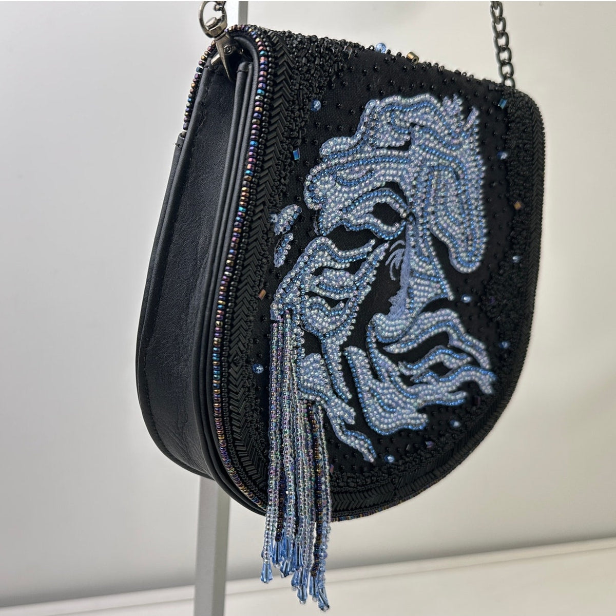 Mary Frances Disney Frozen 2 Fearless Elsa & Nokk Beaded Crossbody Saddle Bag