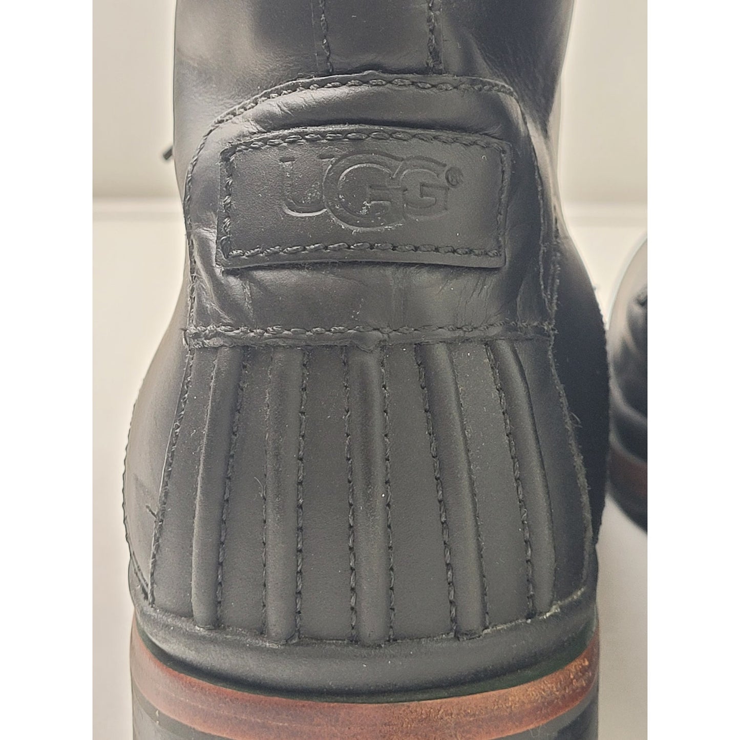 UGG Black Waterproof Leather Combat Boots Round Toe Men's Sz 12 EUC