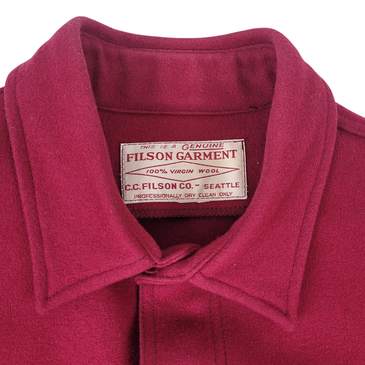 VTG Filson Mackinaw Wool Heavy Wool Shirt Jacket Red Made in USA Men's Sz L