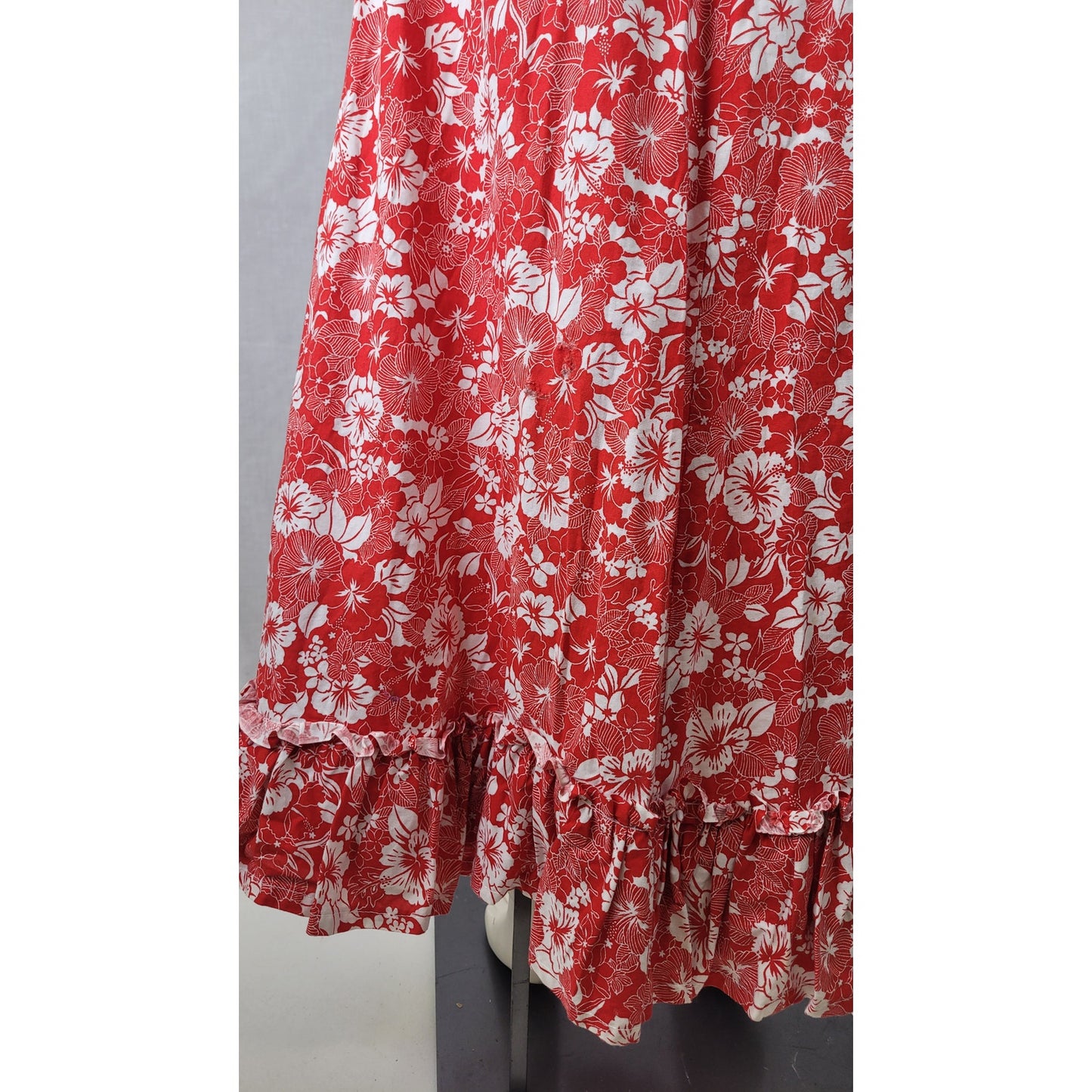 Vintage 1960s/70s Handmade One-Shoulder Hawaiian Dress Side Slit Sz S/M
