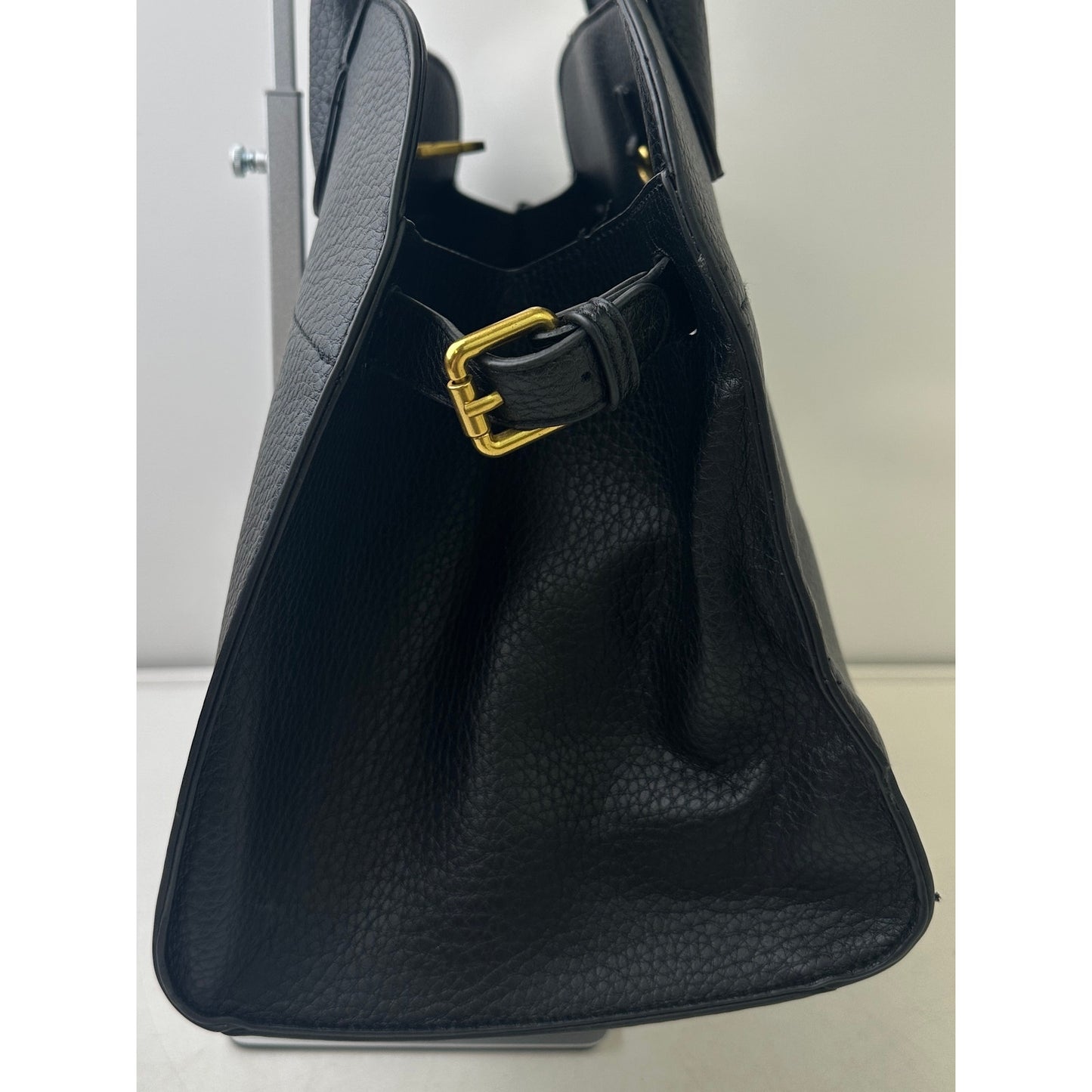 Miztique Black Pebbled Vegan Leather Satchel Tote Bag
