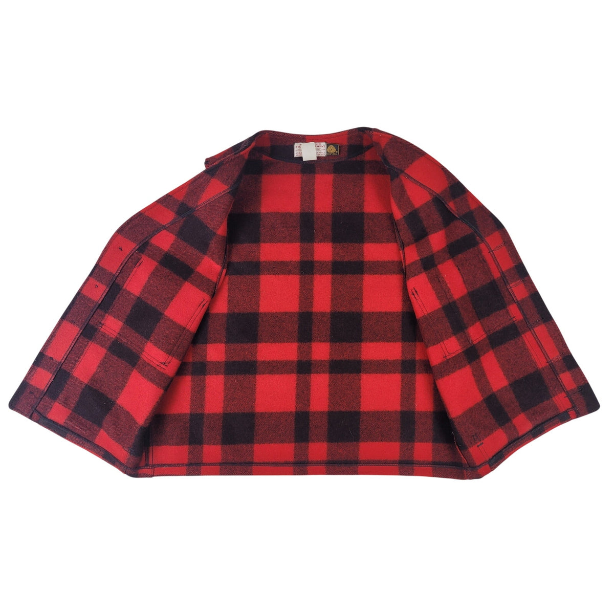 VTG 80s Filson Mackinaw Wool Vest Red & Black Buffalo Plaid Pattern Men's Sz 44