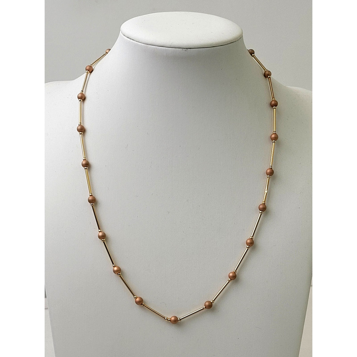 VTG 14K Yellow Gold Michael Anthony Jewelers Bar-and-Bead Chain Necklace in Box