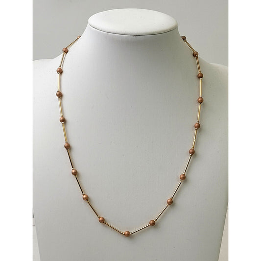 VTG 14K Yellow Gold Michael Anthony Jewelers Bar-and-Bead Chain Necklace in Box
