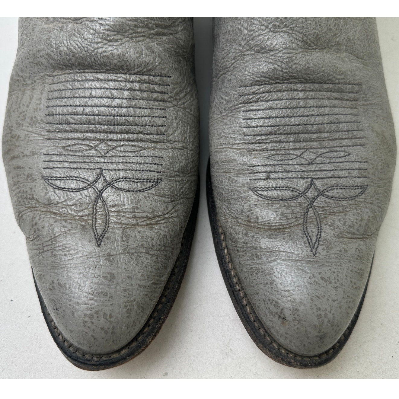 Vintage Tony Lama Blue & Gray Antelope Leather Western Cowboy Boots Men's Sz 13