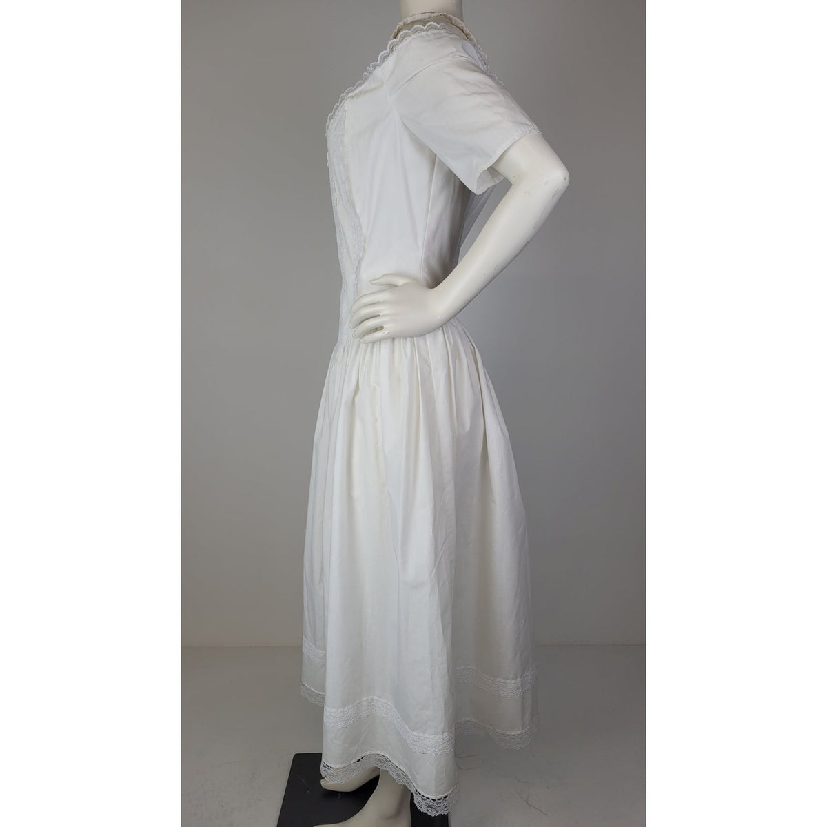 Vintage 1980s Gunne Sax White Off-the-Shoulder Bridal Midi Dress Sz M