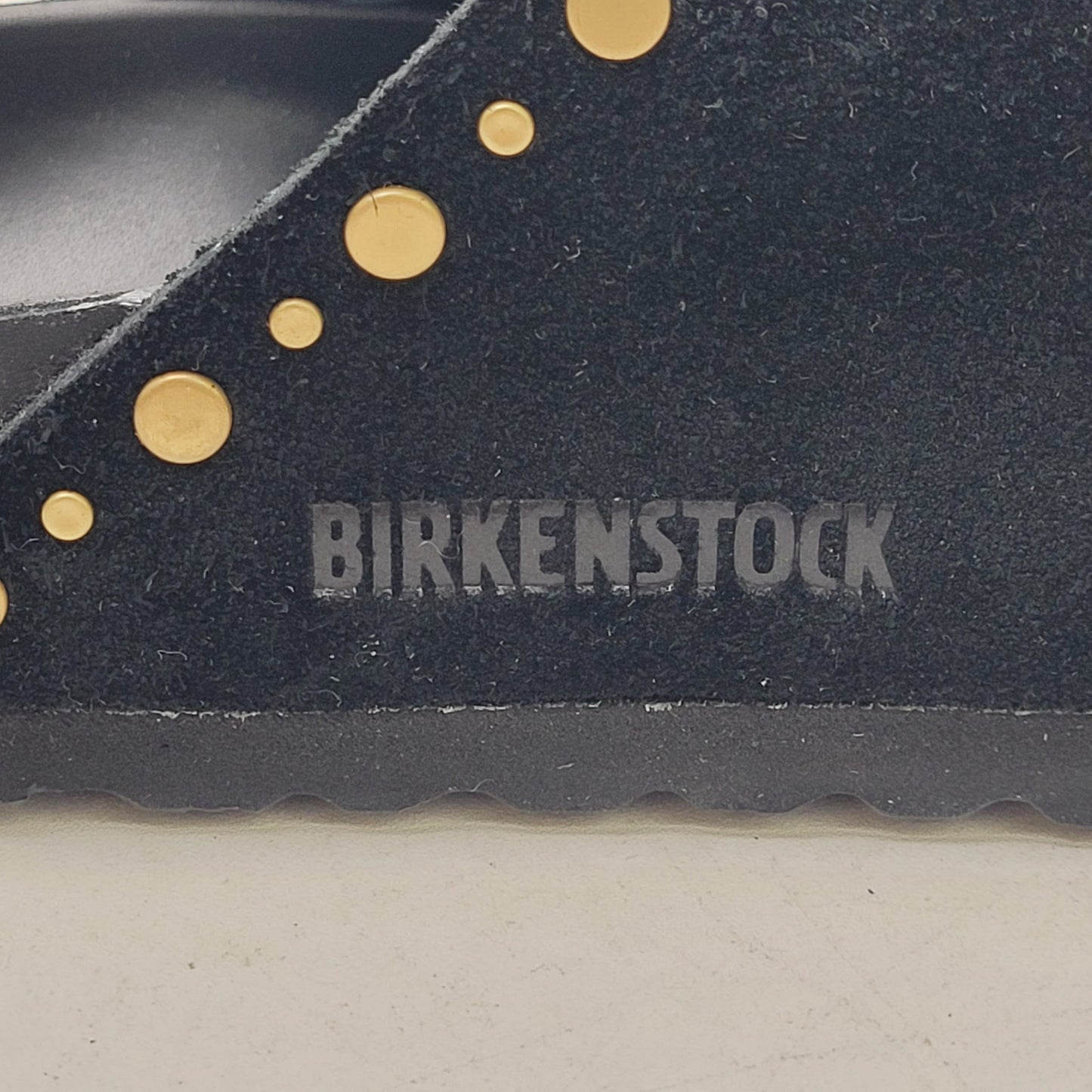 Birkenstock Arizona Rivet Sandals Black Suede Gold-Tone Studs Women's Sz 36 (5)