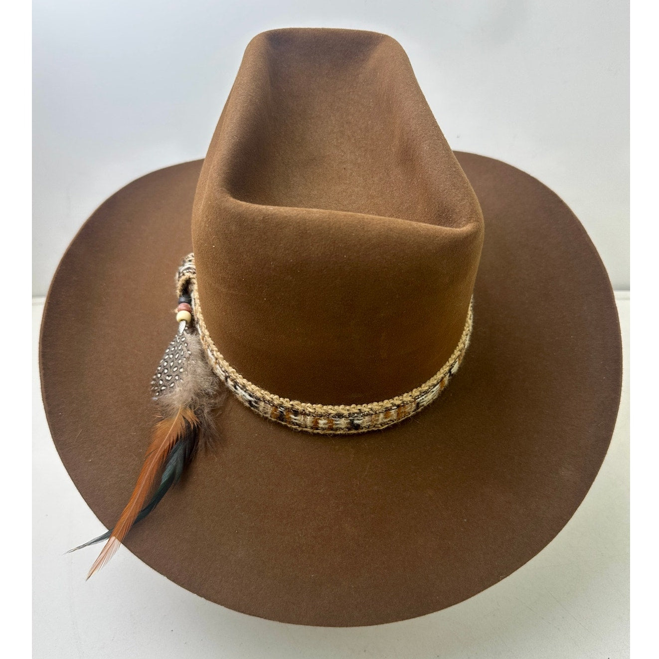 Vintage Resistol Stagecoach Brown Felt Cowboy Hat W/ Patterned Band Sz 7 1/4