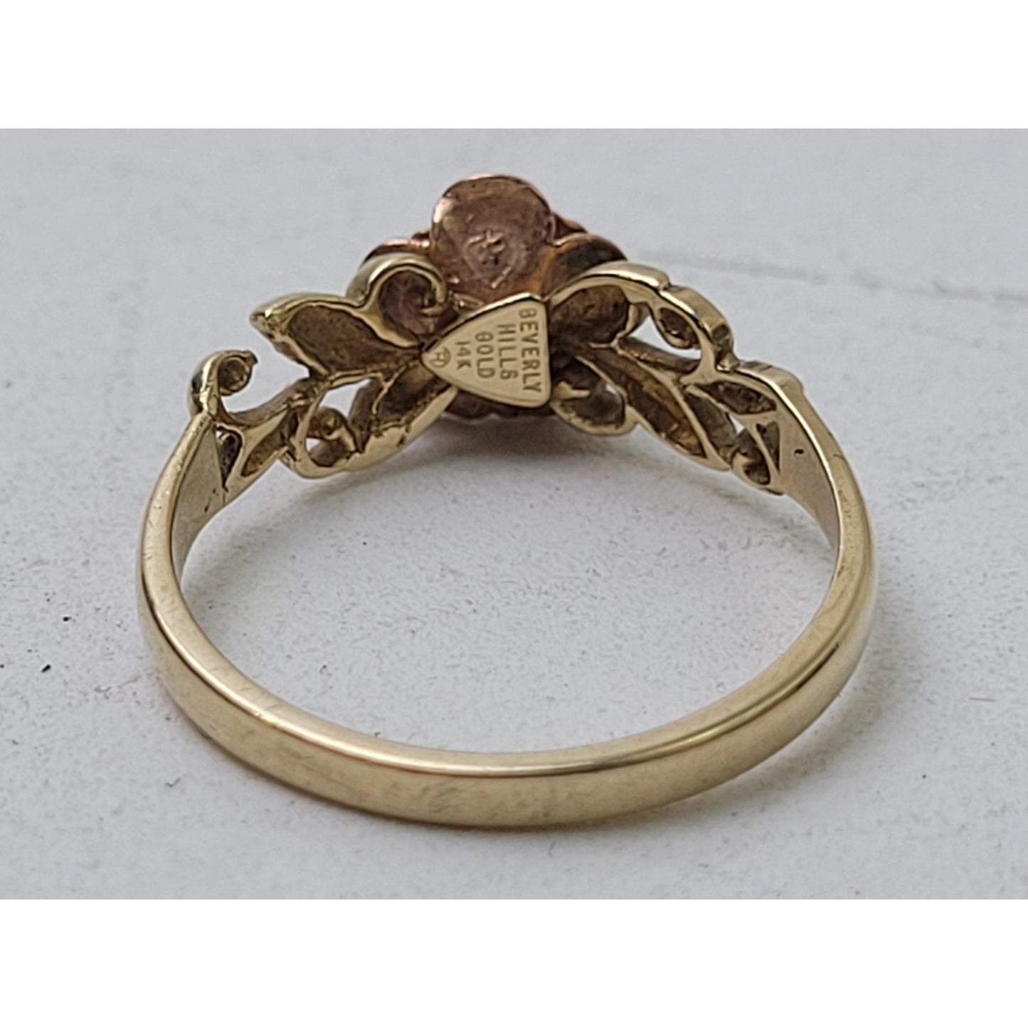Vintage 14K Yellow & Rose Gold Beverly Hills Flower Ring Sz 8.25 | 2.87 grams