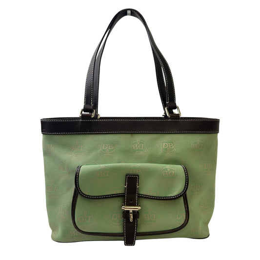 Vintage Dooney & Bourke Mint Green Donegal Crest Canvas Shoulder Bag