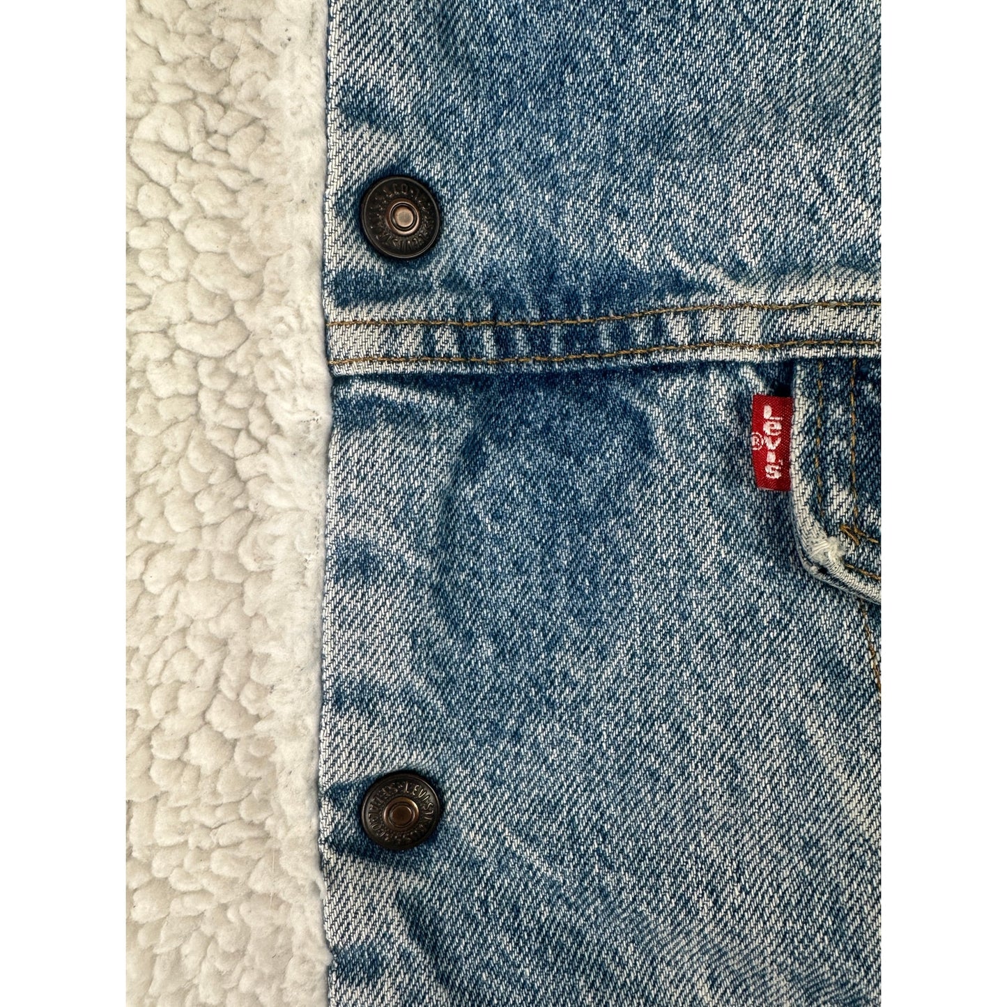 Vintage Levi's Made in USA Sherpa Lined Denim Trucker Jacket M's XL / W's XXL