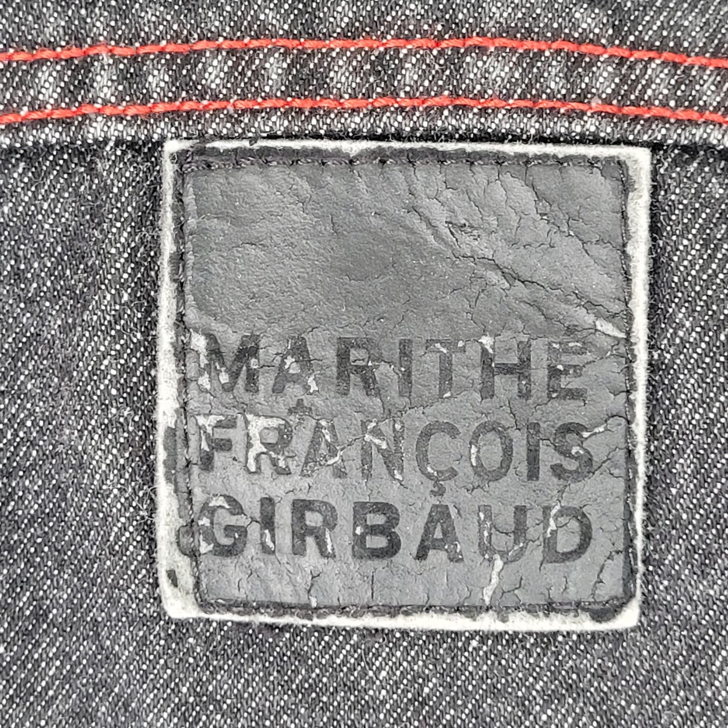 Vintage Y2K Marithe + Francois Girbaud Denim Vest Black Red Stitching Men's Sz XL