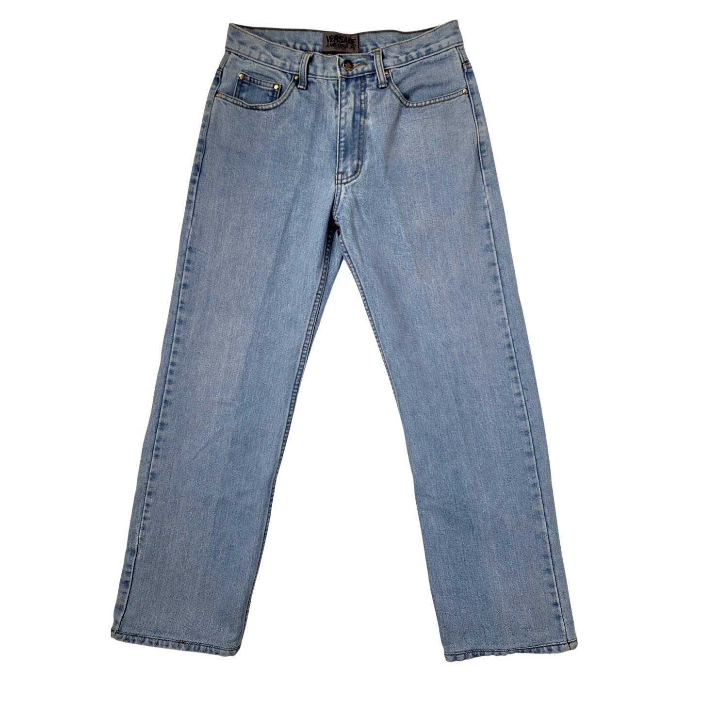 VTG 90s Versace Jeans Couture Light Wash Slightly Tapered Leg Women's Sz 29
