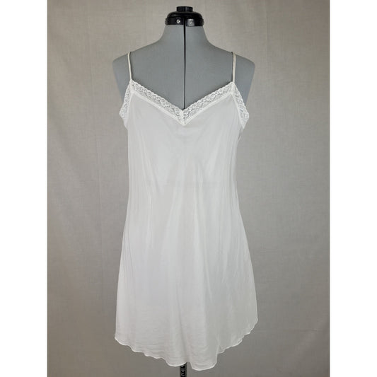 Love Johnny Was Silk Chemise Nightgown Slip Lace Trim Sz M