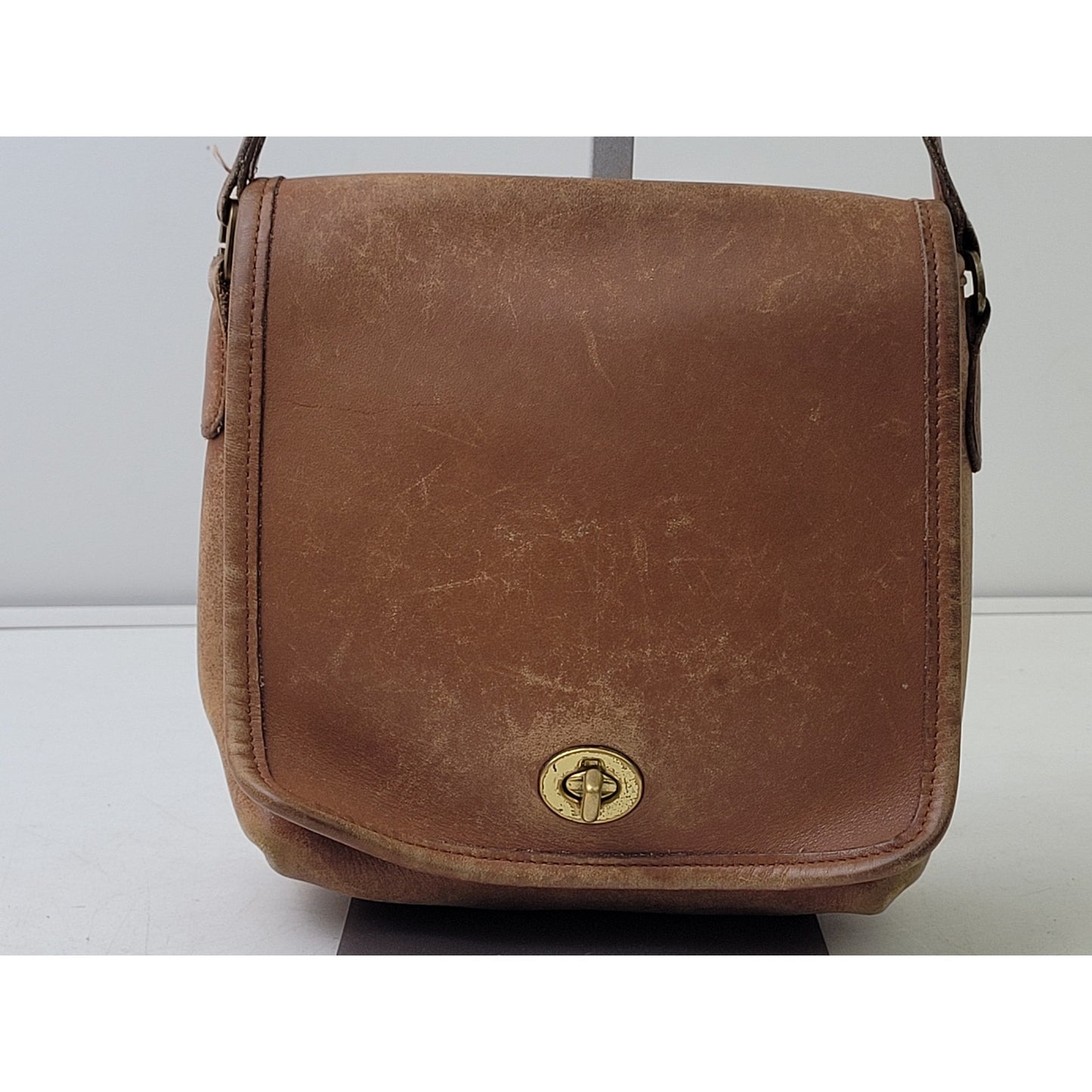 Vintage 90s Coach Companion Flap Crossbody Bag Brown Leather Made in USA