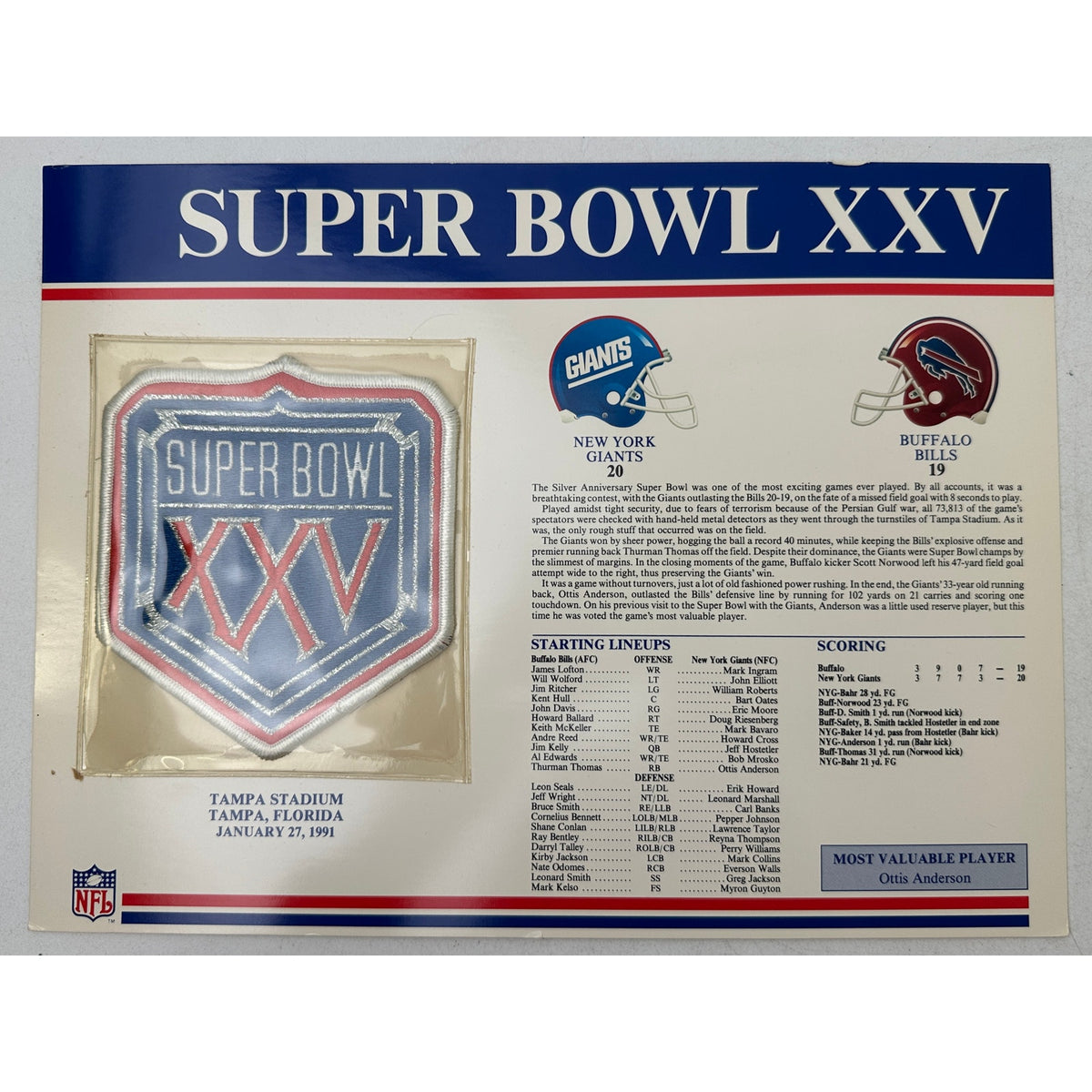 VTG Willabee & Ward Official NFL Super Bowl Commemorative Patch & Stat Card Lot