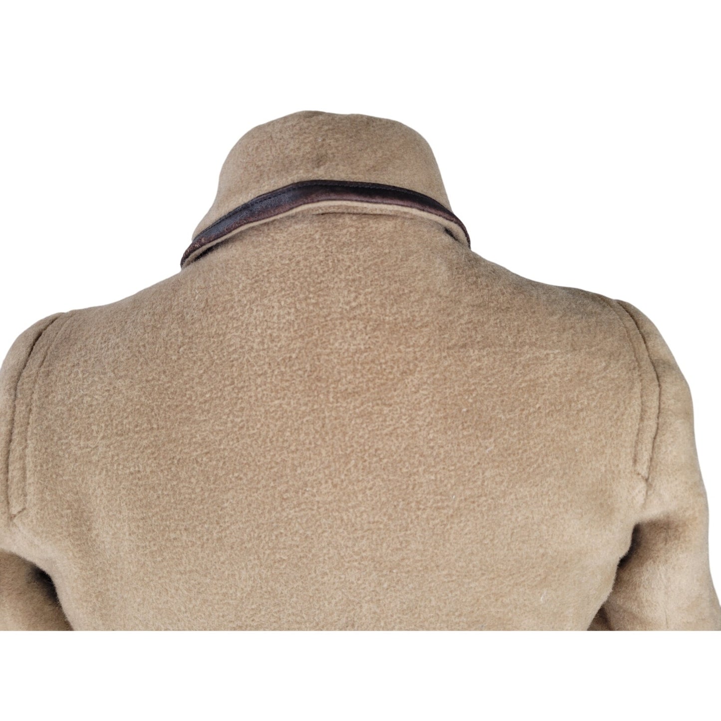 Coach Tan Mohair/Wool Brown Leather Trim Overcoat Sz XS