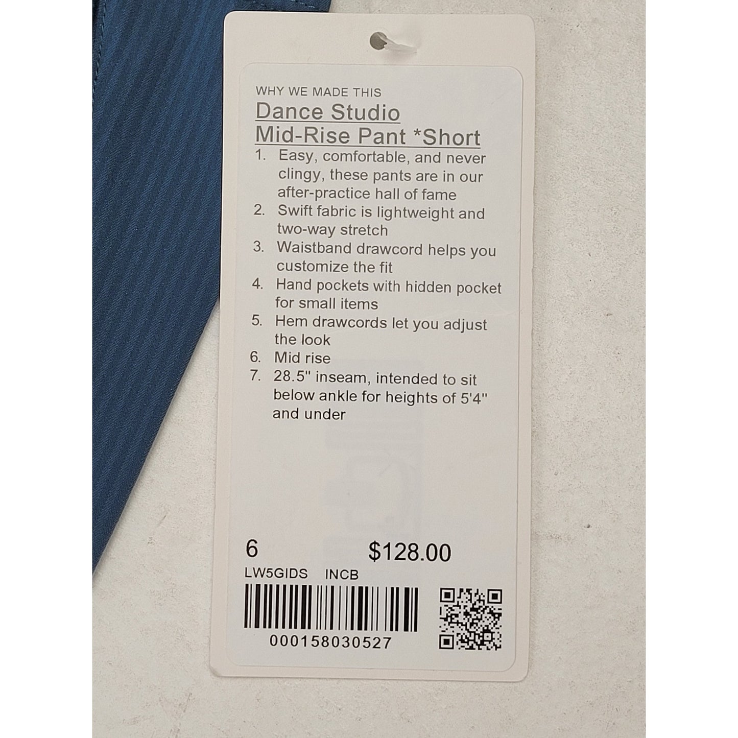 Lululemon Dance Studio Midrise Pants Blue Women's Sz 6 / 27.5" Inseam NWT
