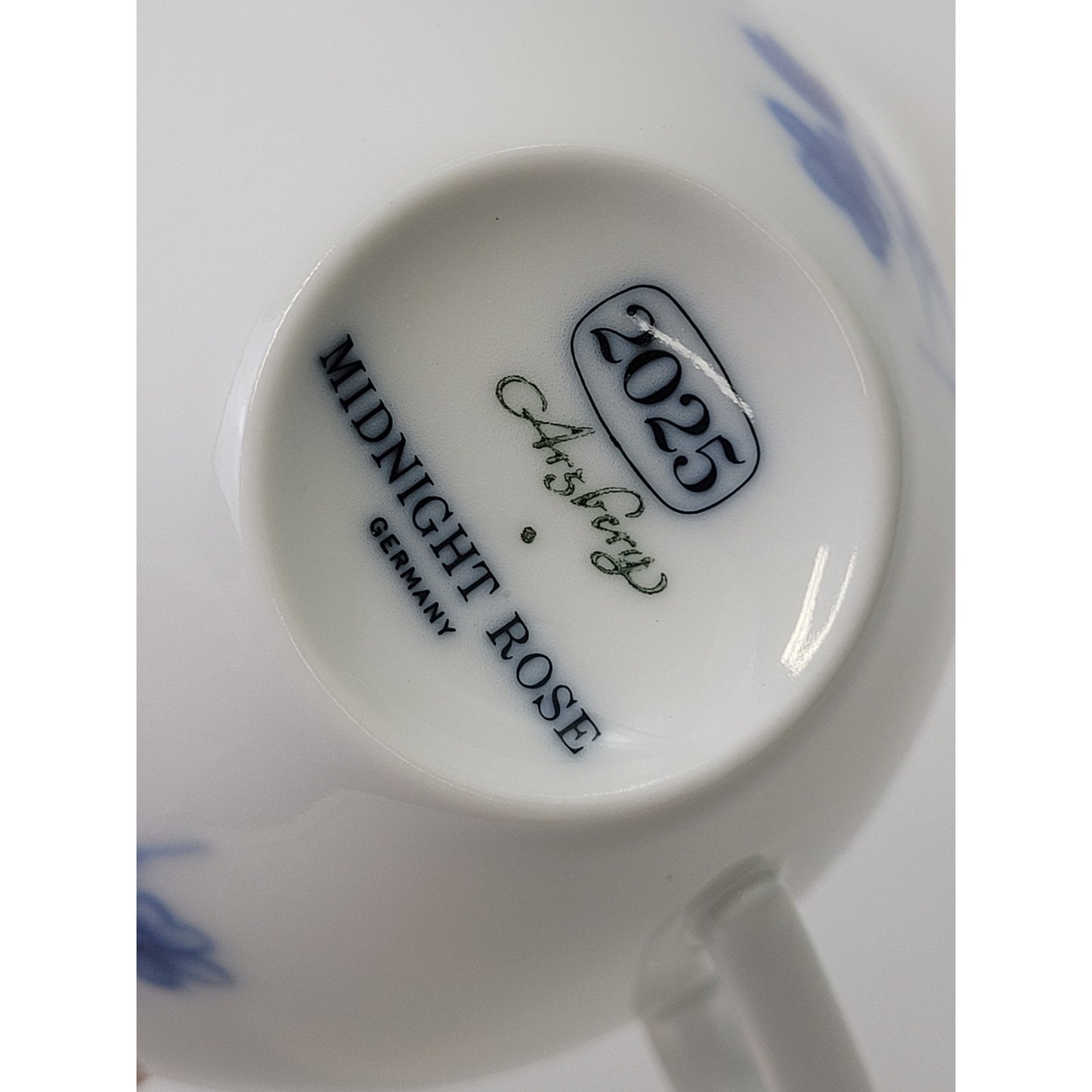 Vintage Set of 5 Arzberg Midnight Rose Teacups & Saucers Germany