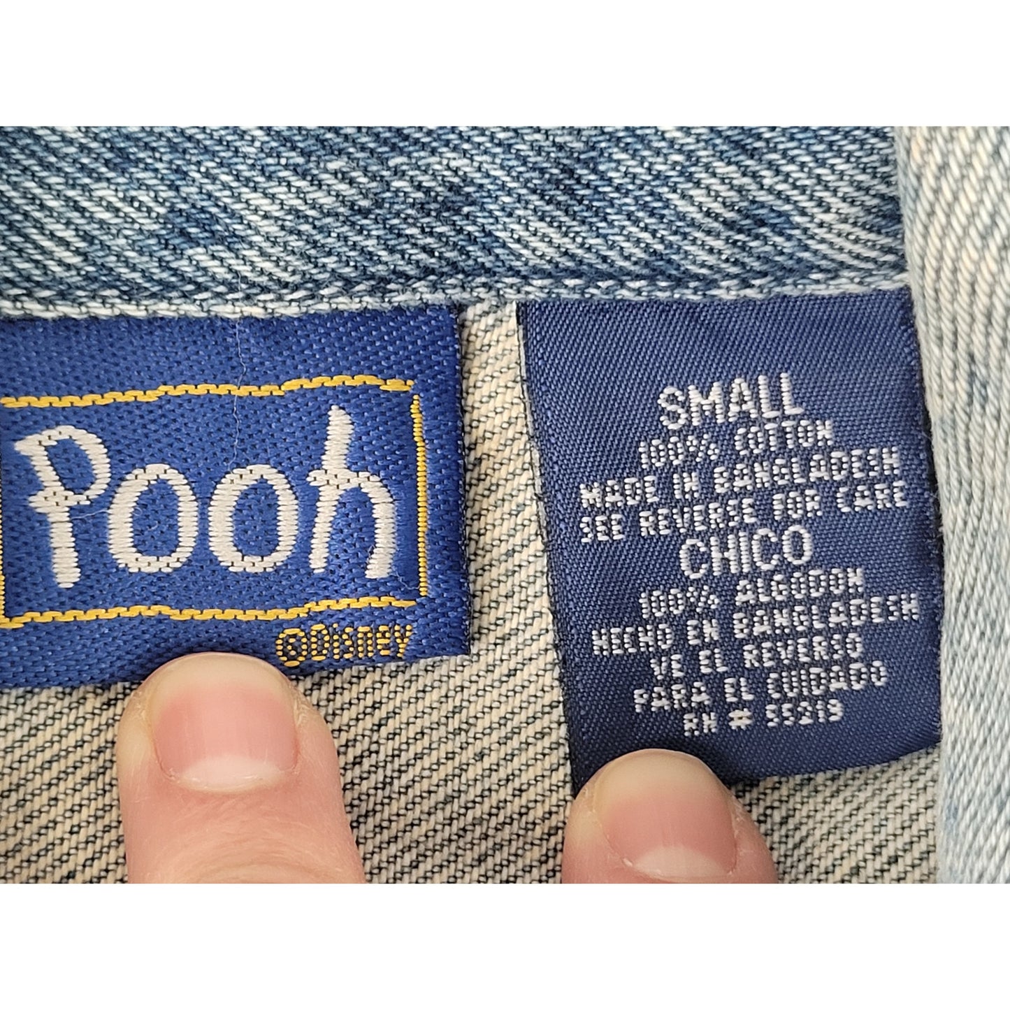 1990s Disney Winnie the Pooh Embroidered Denim Trucker Jacket Women's Sz S