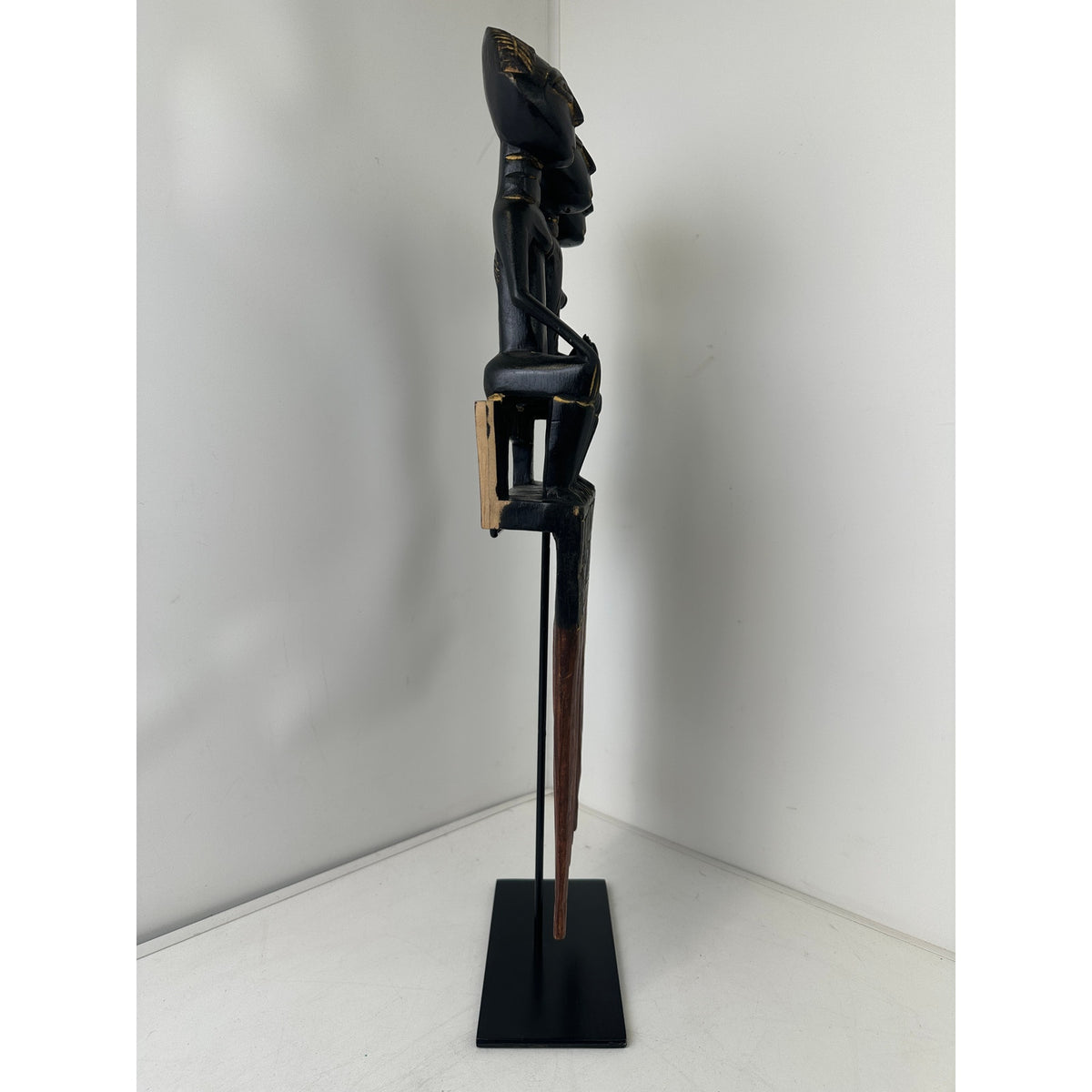 Hand-Carved Wood Triple Ashanti Prestige Comb on Stand