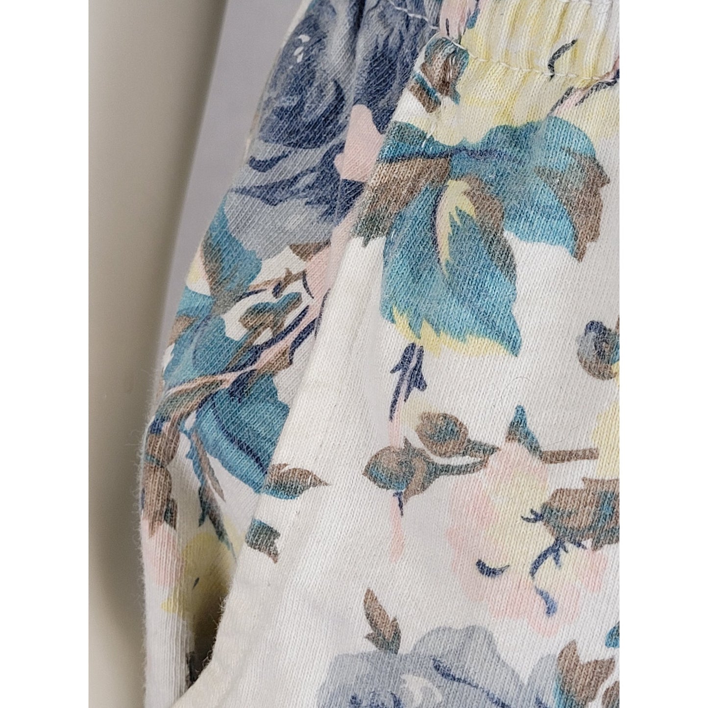 1990s Action Gear Pastel Flower Print Cotton Jersey Romper Women's Sz M/L