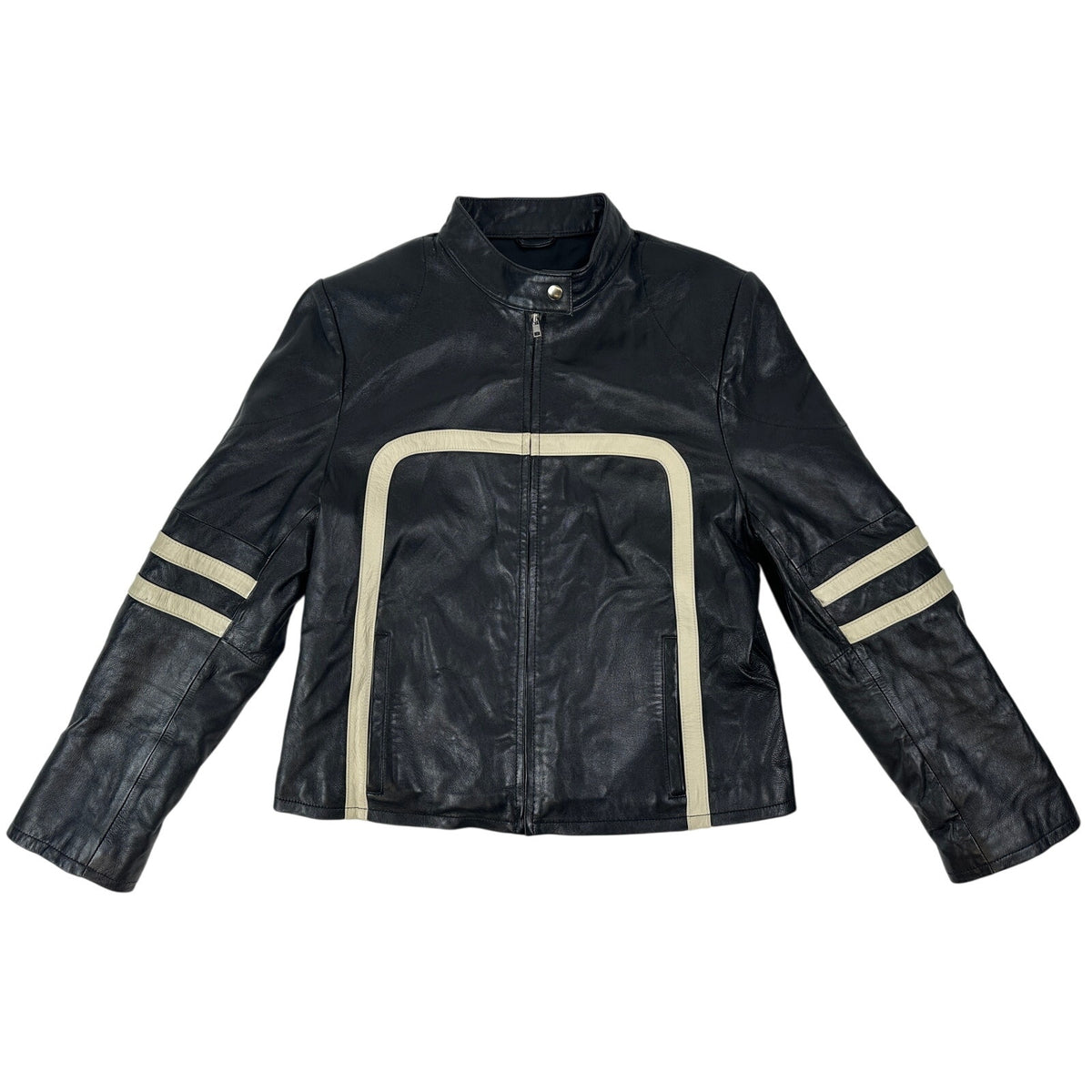 Wilsons Leather Black Maxima Cafe Racer Motorcycle Jacket Women's Sz L