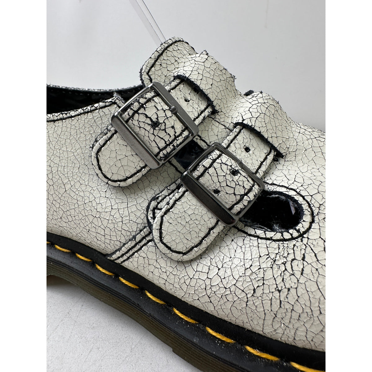 Dr. Martens Susy White Cracked Leather Double Strap Mary Jane Loafers Women's Sz 10