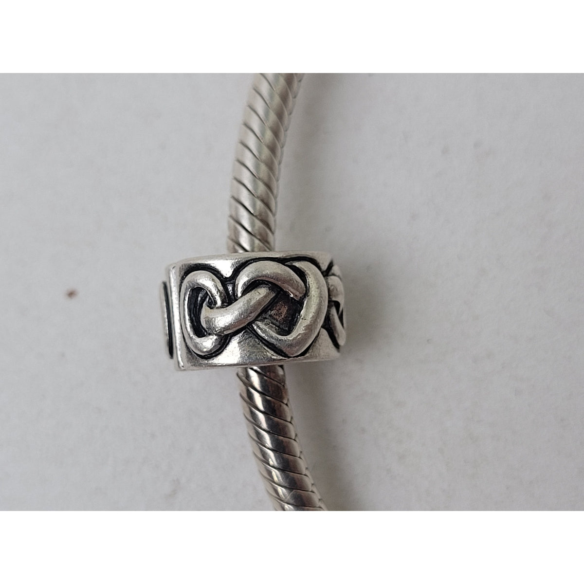 Pandora Moments Heart Closure Snake Chain Bracelet Sterling Silver + Charms