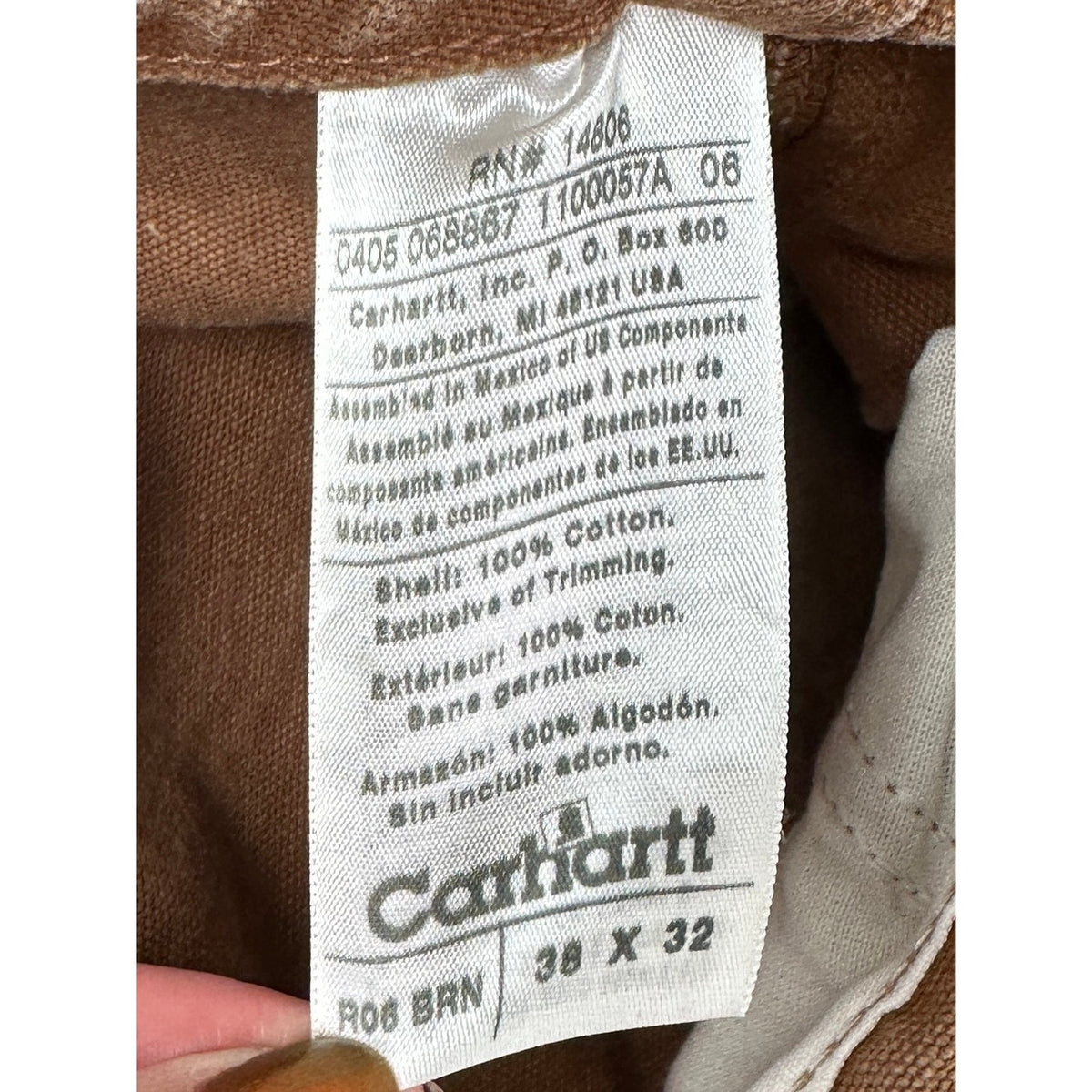 Vintage Carhartt R06 BRN Double Knee Bib Overalls Men's Sz 38 x 32