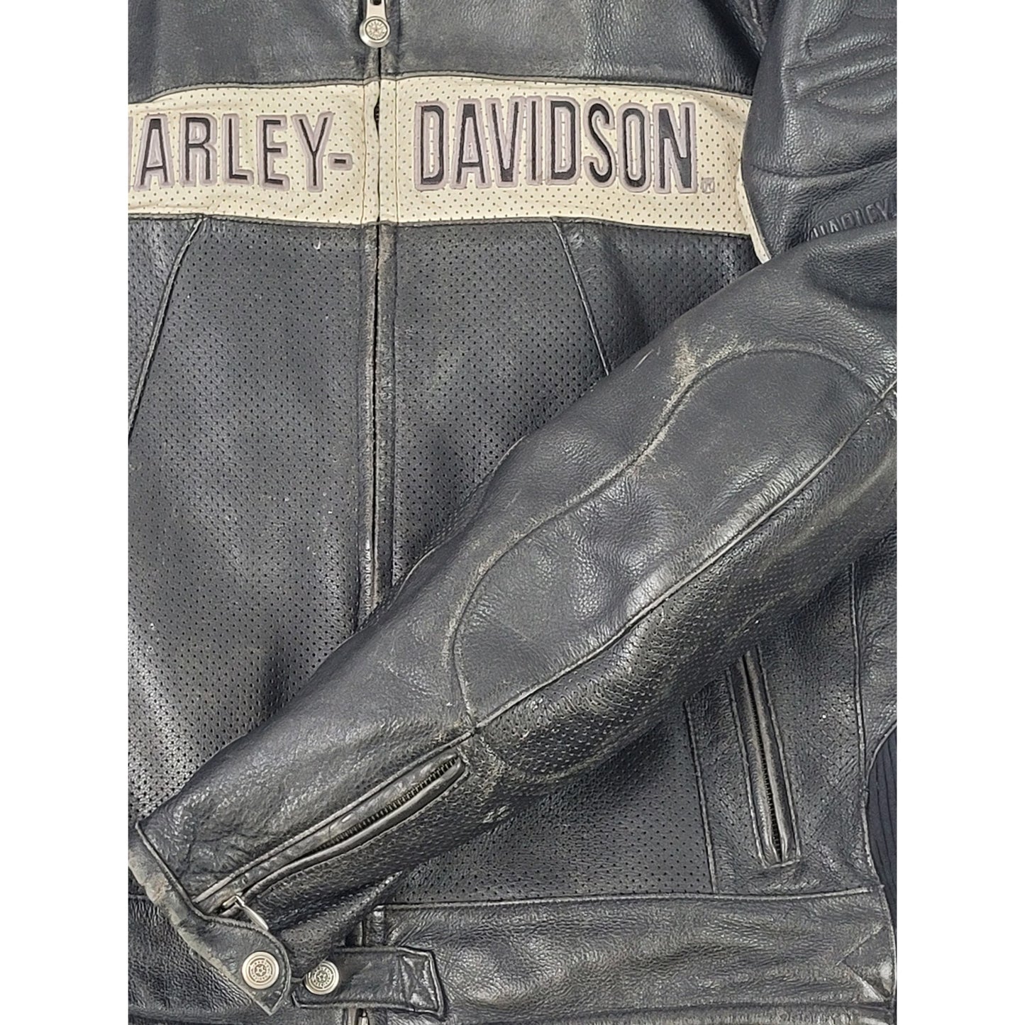 Vintage Harley Davidson Shreveport Perforated Leather Moto Jacket Men's Sz 2XL