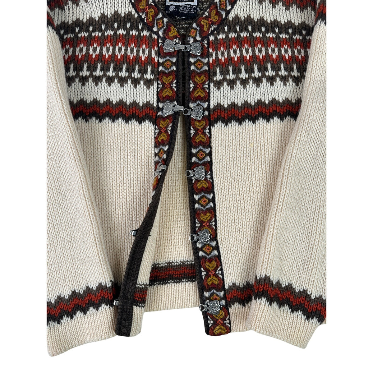 Vintage Nesjar Norway 100% Wool Lusekofte Knit Cardigan Women's Sz XXS