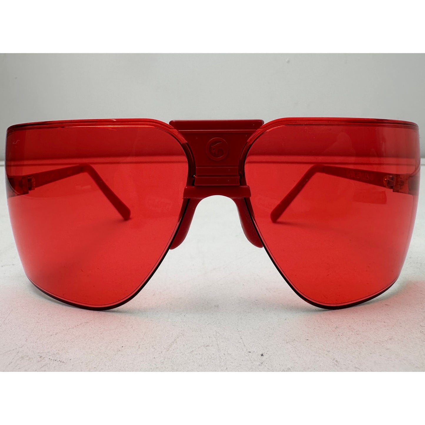 Vintage 1980s Gargoyles Classic Shield Red Sunglasses With Case
