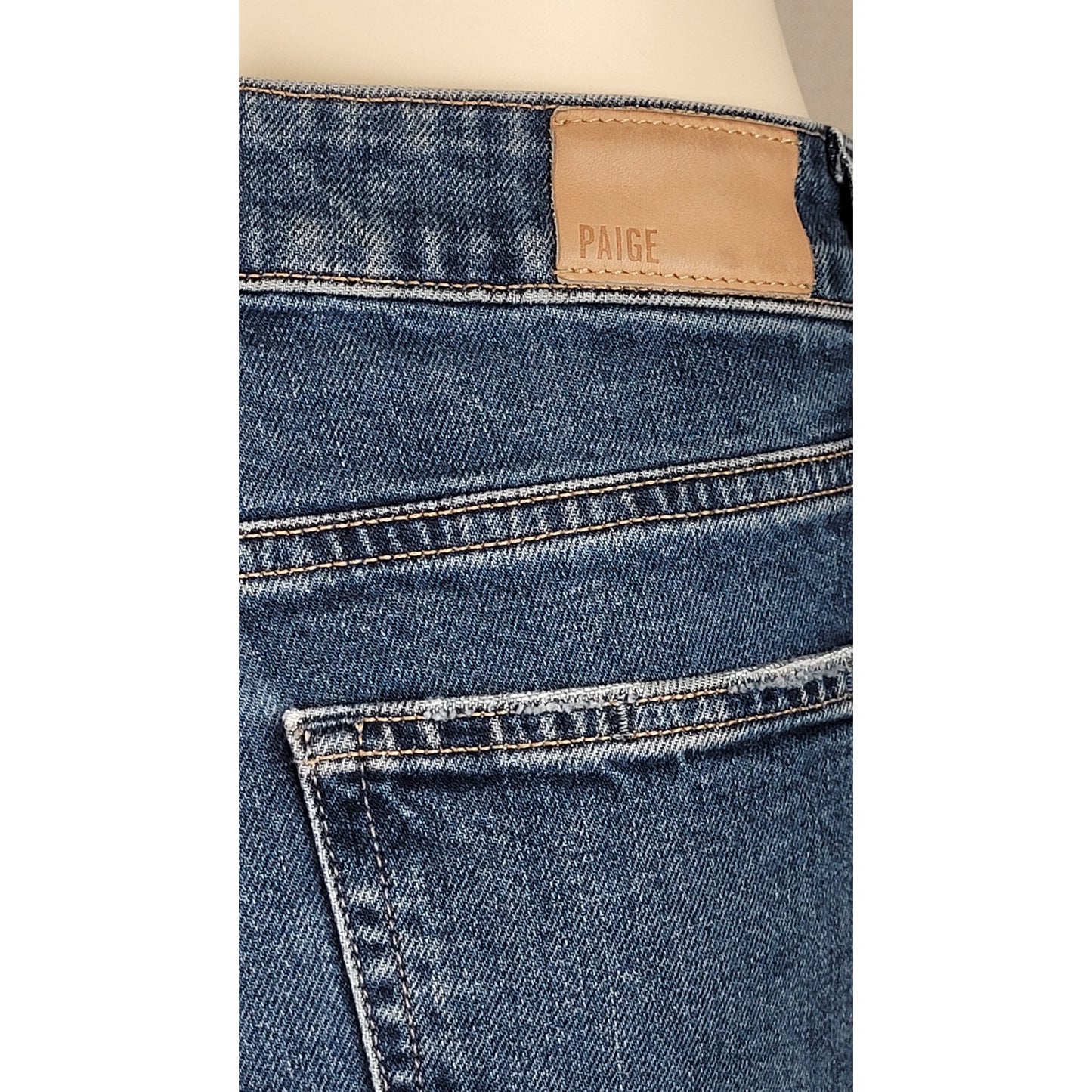 Paige Anessa High Rise Wide Leg Crop Raw Hem Denim Medium Wash Women's Sz 27