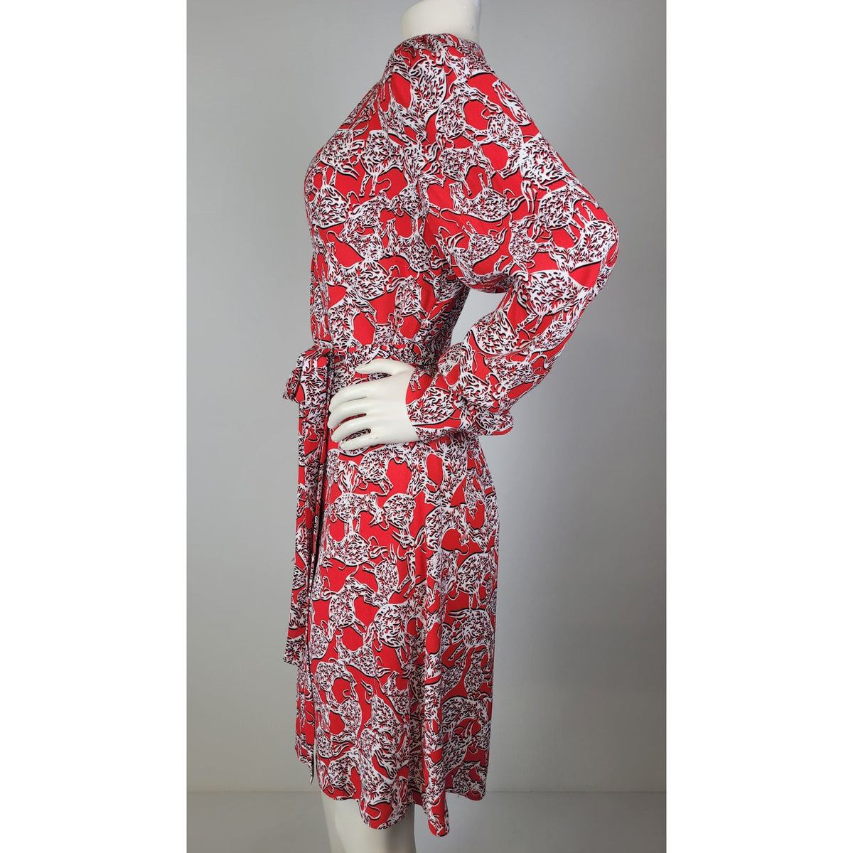 Diane von Furstenburg Saville Long Sleeve Wrap Dress All-Over Print Sz M NWT