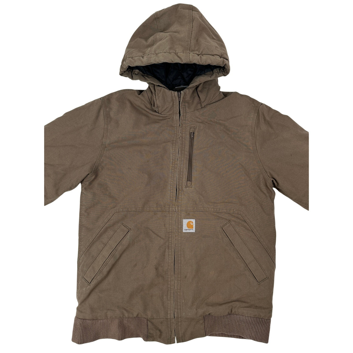 Carhartt Canyon Brown Quick Duck Woodward Insulated Hooded Jacket Boy's Sz L
