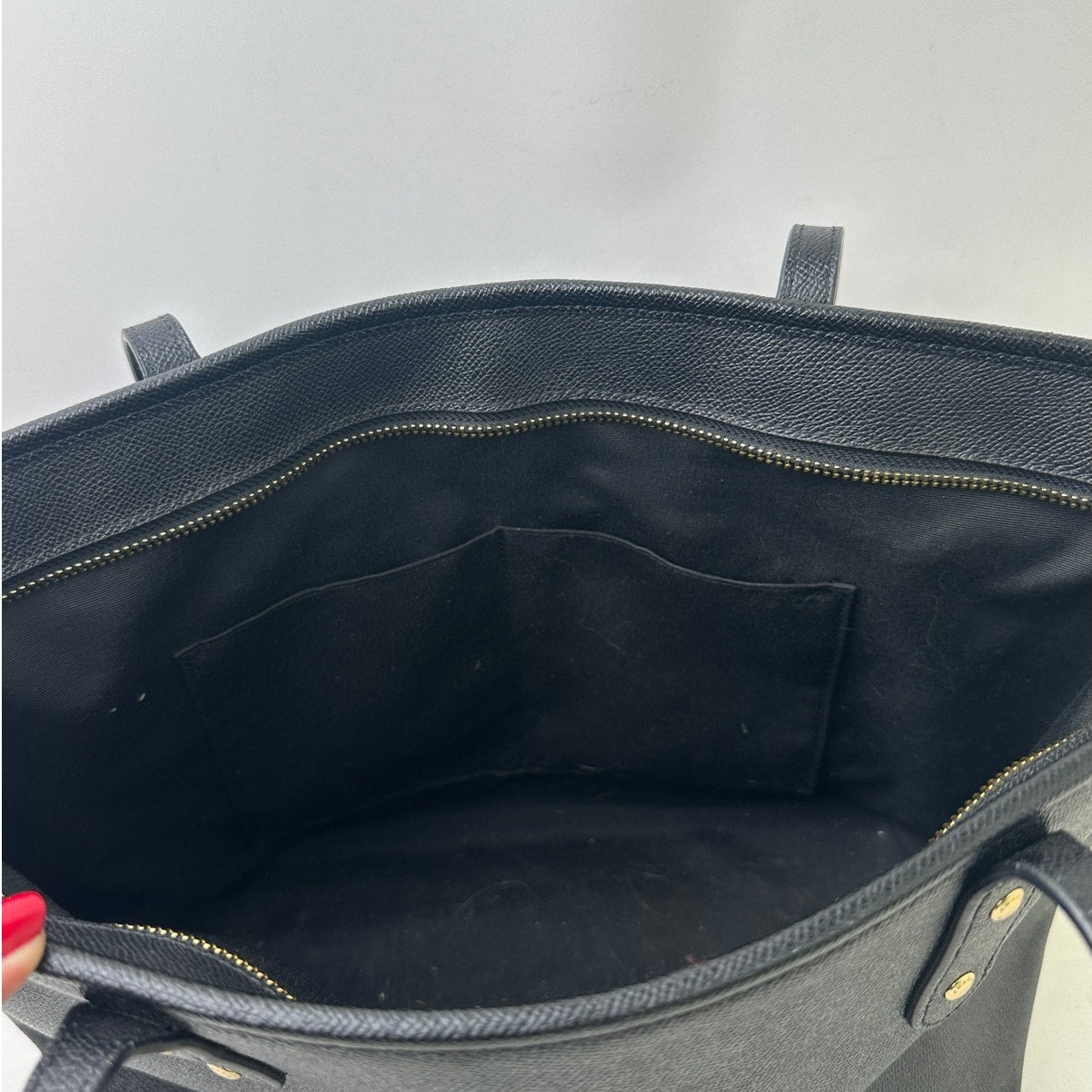 Coach City Zip Black Crossgrain Leather Tote Bag