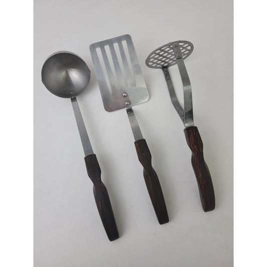 Cutco Kitchen Utensils Set of 3 | Dark Brown Thermo-Resin Handles